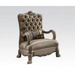 ACME Dresden Chair w/1 Pillow, Bone Velvet & Gold Patina