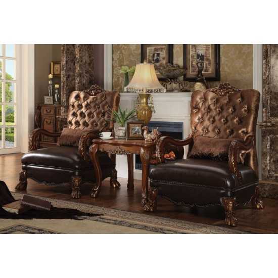 ACME Dresden Sofa w/7 Pillows, Golden Brown Velvet & Cherry Oak