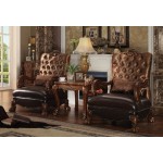 ACME Dresden Loveseat w/5 Pillows, Golden Brown Velvet & Cherry Oak