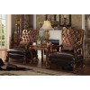 ACME Dresden Loveseat w/5 Pillows, Golden Brown Velvet & Cherry Oak