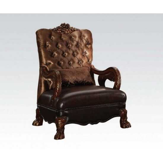 ACME Dresden Chair w/1 Pillow, Golden Brown Velvet & Cherry Oak