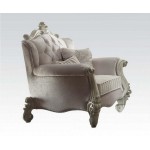 ACME Versailles Chair w/2 Pillows, Ivory Velvet & Bone White