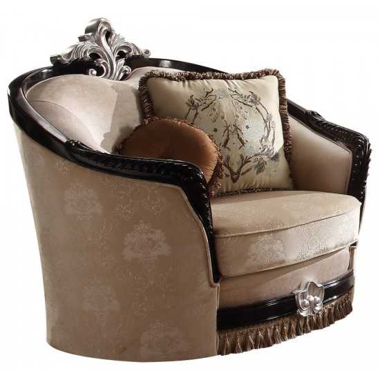 ACME Ernestine Chair w/2 Pillow, Tan Fabric & Black