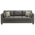 ACME Laurissa Sofa w/4 Pillows, Light Charcoal Linen