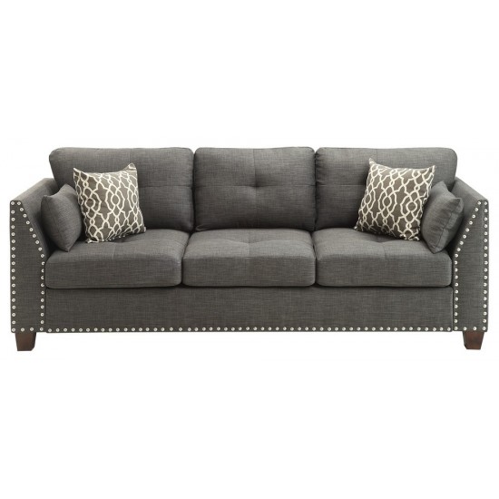 ACME Laurissa Sofa w/4 Pillows, Light Charcoal Linen