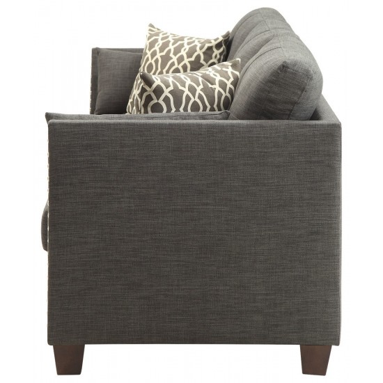 ACME Laurissa Sofa w/4 Pillows, Light Charcoal Linen