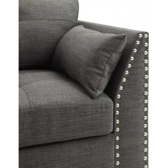 ACME Laurissa Sofa w/4 Pillows, Light Charcoal Linen