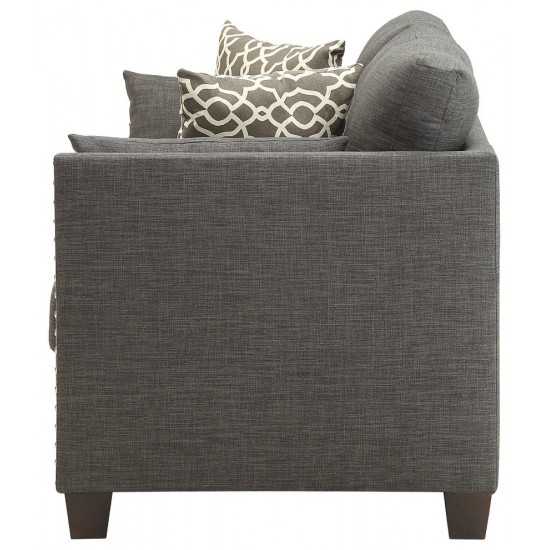 ACME Laurissa Loveseat w/4 Pillows, Light Charcoal Linen