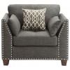 ACME Laurissa Chair w/3 Pillows, Light Charcoal Linen