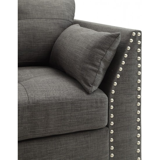 ACME Laurissa Chair w/3 Pillows, Light Charcoal Linen