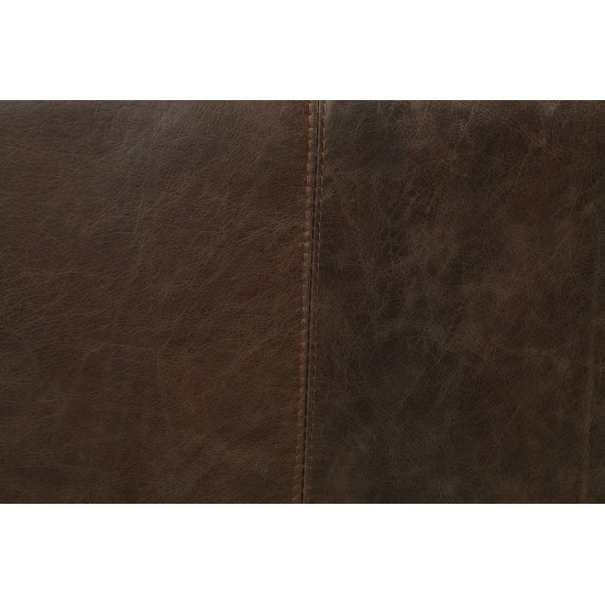 ACME Winchester Loveseat, Aluminum & Distress Espresso Top Grain Leather