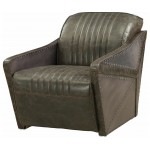 ACME Winchester Chair, Aluminum & Distress Espresso Top Grain Leather