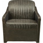 ACME Winchester Chair, Aluminum & Distress Espresso Top Grain Leather