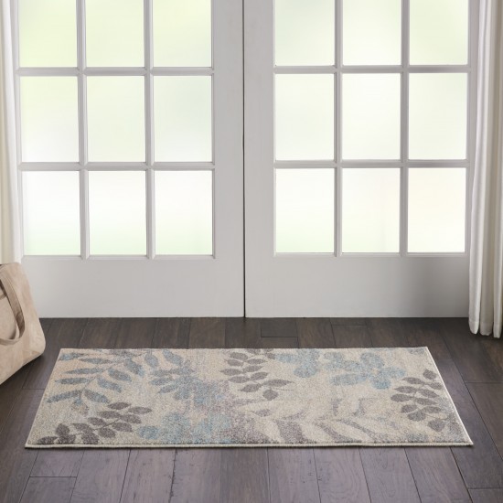 Nourison Tranquil TRA01 Area Rug, Ivory/Light Blue, 2' x 4'