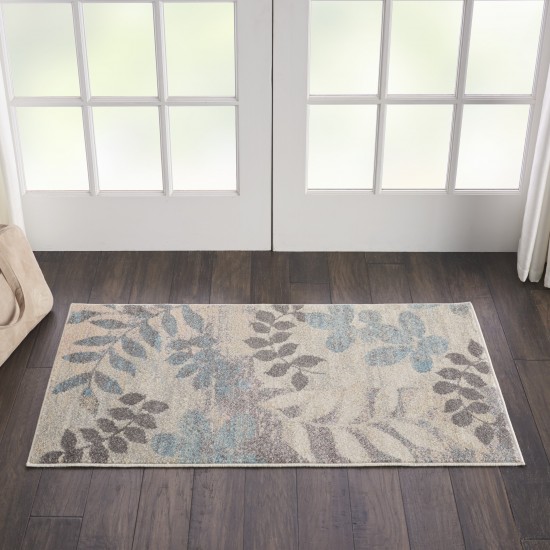 Nourison Tranquil TRA01 Area Rug, Ivory/Light Blue, 2' x 4'