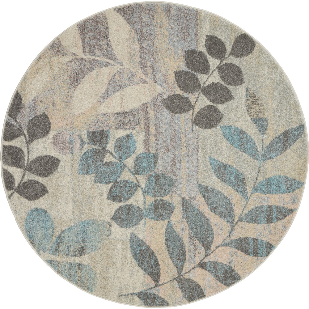 Nourison Tranquil(Traql) TRA01 Area Rug, Ivory/Light Blue, 4' x Round Nourison Tranquil(Traql) TRA01 Area Rug, Ivory/Light Blue, 4' x Round