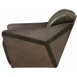 ACME Winchester Chair, Aluminum & Distress Espresso Top Grain Leather