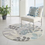 Nourison Tranquil(Traql) TRA01 Area Rug, Ivory/Light Blue, 4' x Round