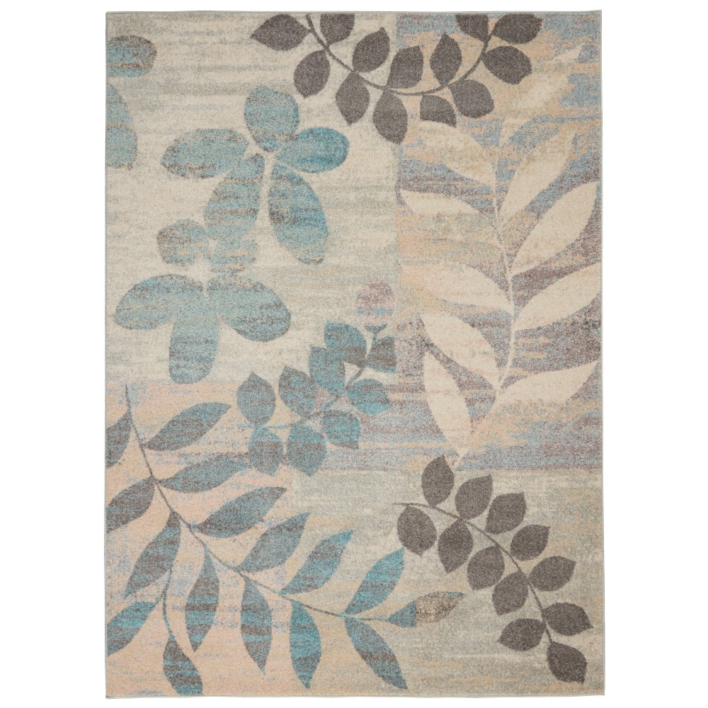 Nourison Tranquil TRA01 Area Rug, Ivory/Light Blue, 5'3" x 7'3"