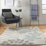 Nourison Tranquil TRA01 Area Rug, Ivory/Light Blue, 5'3" x 7'3"