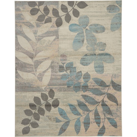 Nourison Tranquil TRA01 Area Rug, Ivory/Light Blue, 7' x 10'