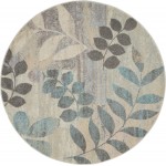 Nourison Tranquil(Traql) TRA01 Area Rug, Ivory/Light Blue, 7'10" x Round