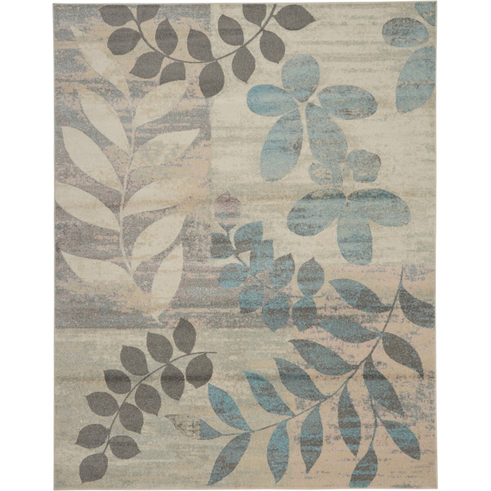 Nourison Tranquil TRA01 Area Rug, Ivory/Light Blue, 8' x 10'