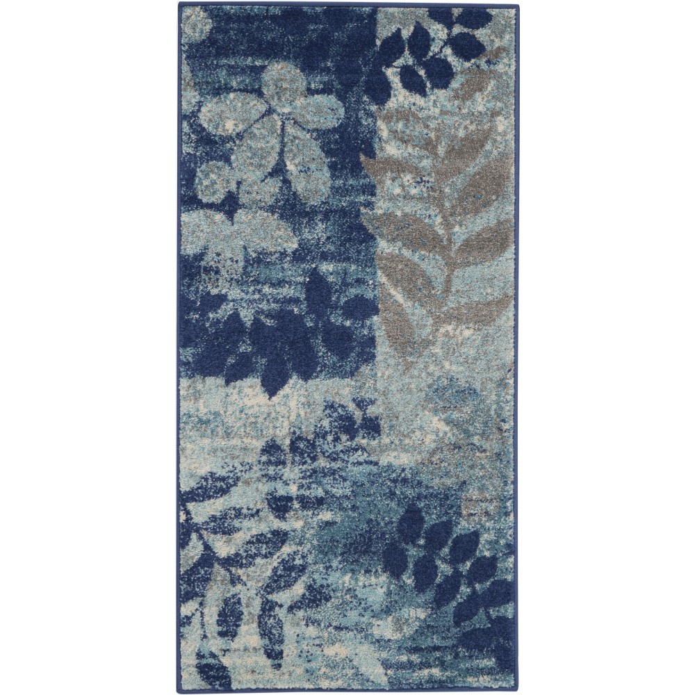 Nourison Tranquil TRA01 Area Rug, Navy/Light Blue, 2' x 4'