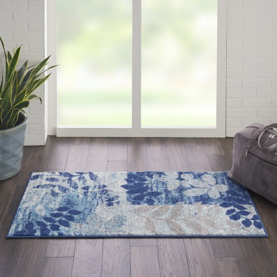 Nourison Tranquil TRA01 Area Rug, Navy/Light Blue, 2' x 4'