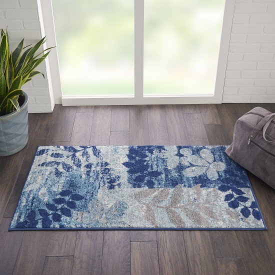 Nourison Tranquil TRA01 Area Rug, Navy/Light Blue, 2' x 4'