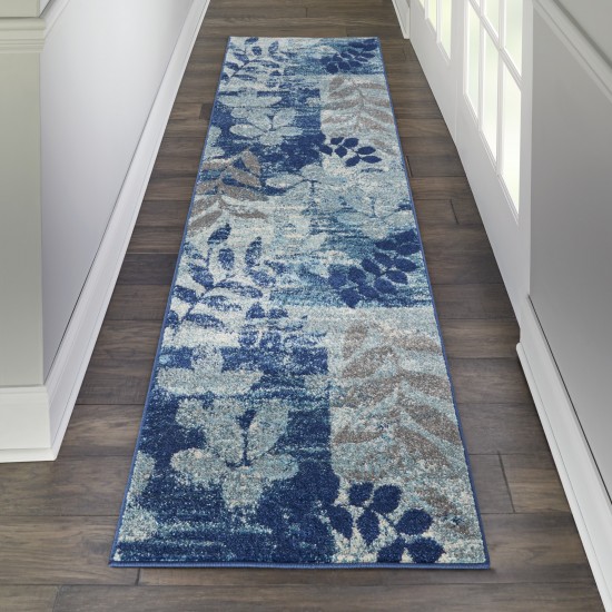 Nourison Tranquil TRA01 Runner Rug, Navy/Light Blue, 2'3" x 7'3"