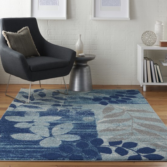 Nourison Tranquil TRA01 Area Rug, Navy/Light Blue, 5'3" x 7'3"