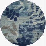 Nourison Tranquil TRA01 Area Rug, Navy/Light Blue, 5'3" x Round