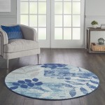 Nourison Tranquil TRA01 Area Rug, Navy/Light Blue, 5'3" x Round