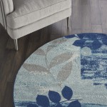 Nourison Tranquil TRA01 Area Rug, Navy/Light Blue, 5'3" x Round