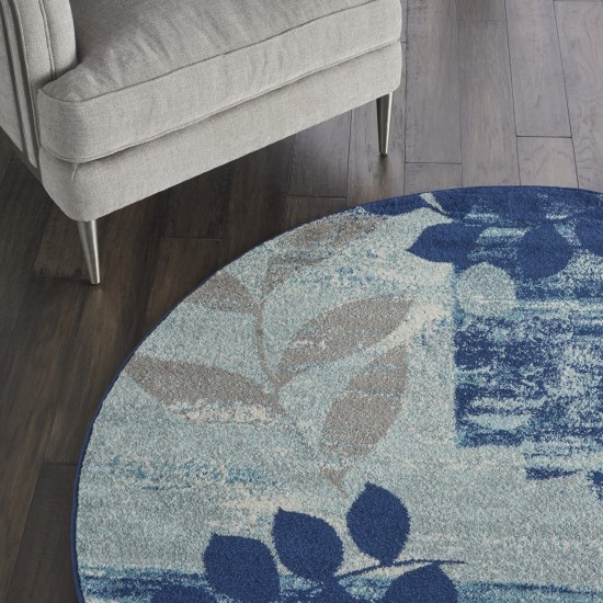 Nourison Tranquil TRA01 Area Rug, Navy/Light Blue, 5'3" x Round