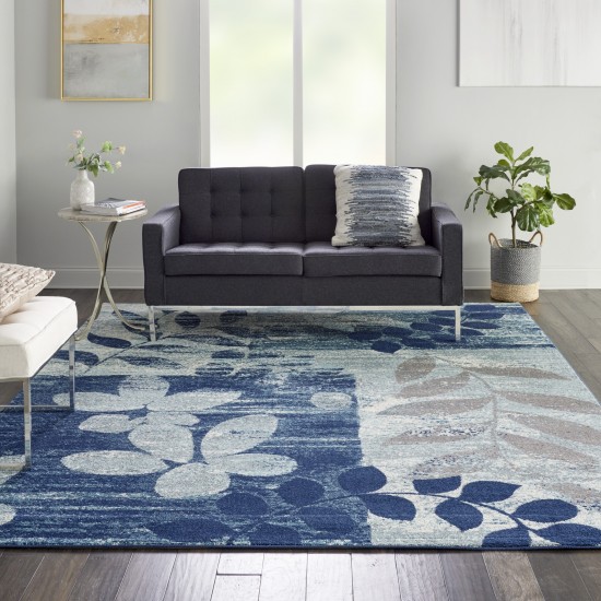 Nourison Tranquil TRA01 Area Rug, Navy/Light Blue, 8' x 10'