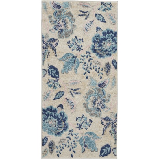 Nourison Tranquil TRA02 Area Rug, Ivory/Light Blue, 2' x 4'