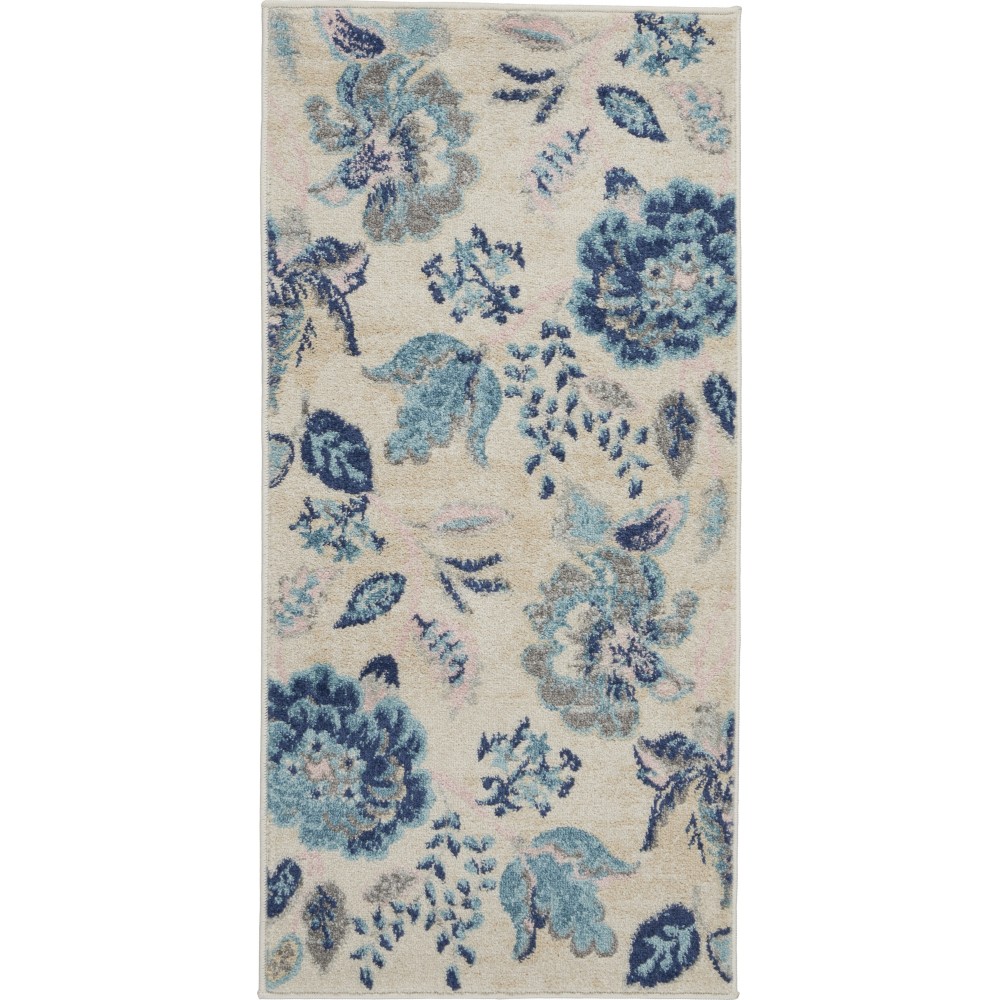 Nourison Tranquil TRA02 Area Rug, Ivory/Light Blue, 2' x 4'