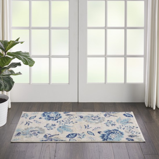 Nourison Tranquil TRA02 Area Rug, Ivory/Light Blue, 2' x 4'