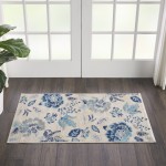 Nourison Tranquil TRA02 Area Rug, Ivory/Light Blue, 2' x 4'