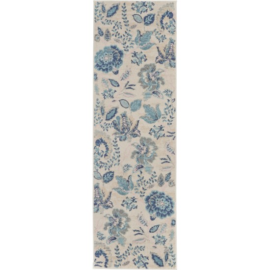 Nourison Tranquil TRA02 Runner Rug, Ivory/Light Blue, 2'3" x 7'3"