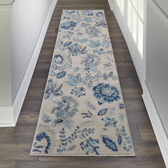 Nourison Tranquil TRA02 Runner Rug, Ivory/Light Blue, 2'3" x 7'3"