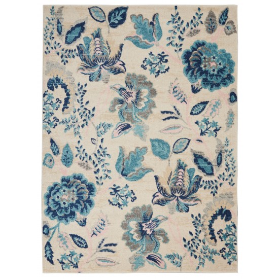 Nourison Tranquil TRA02 Area Rug, Ivory/Light Blue, 5'3" x 7'3"