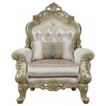 ACME Gorsedd Chair w/1 Pillow, Fabric & Antique White