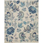 Nourison Tranquil TRA02 Area Rug, Ivory/Light Blue, 8'10" x 11'10"