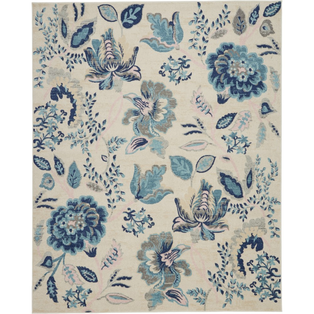 Nourison Tranquil TRA02 Area Rug, Ivory/Light Blue, 8'10" x 11'10"