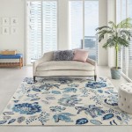 Nourison Tranquil TRA02 Area Rug, Ivory/Light Blue, 8'10" x 11'10"