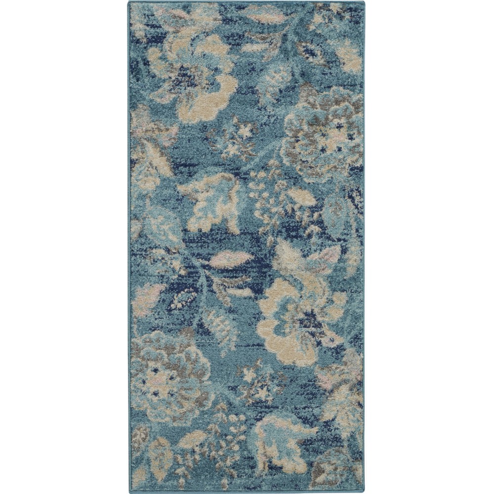 Nourison Tranquil TRA02 Area Rug, Turquoise, 2' x 4'