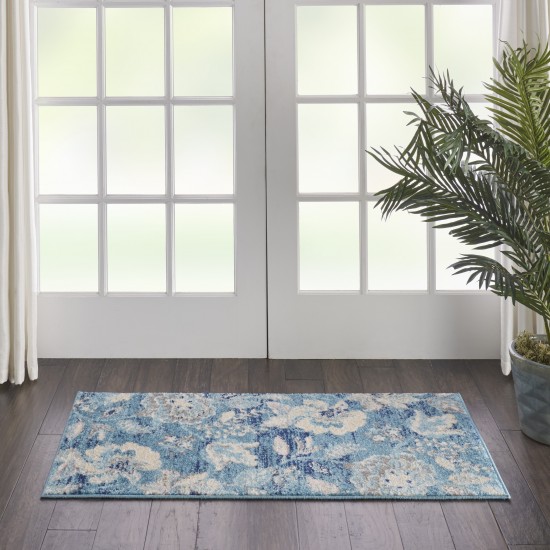Nourison Tranquil TRA02 Area Rug, Turquoise, 2' x 4'